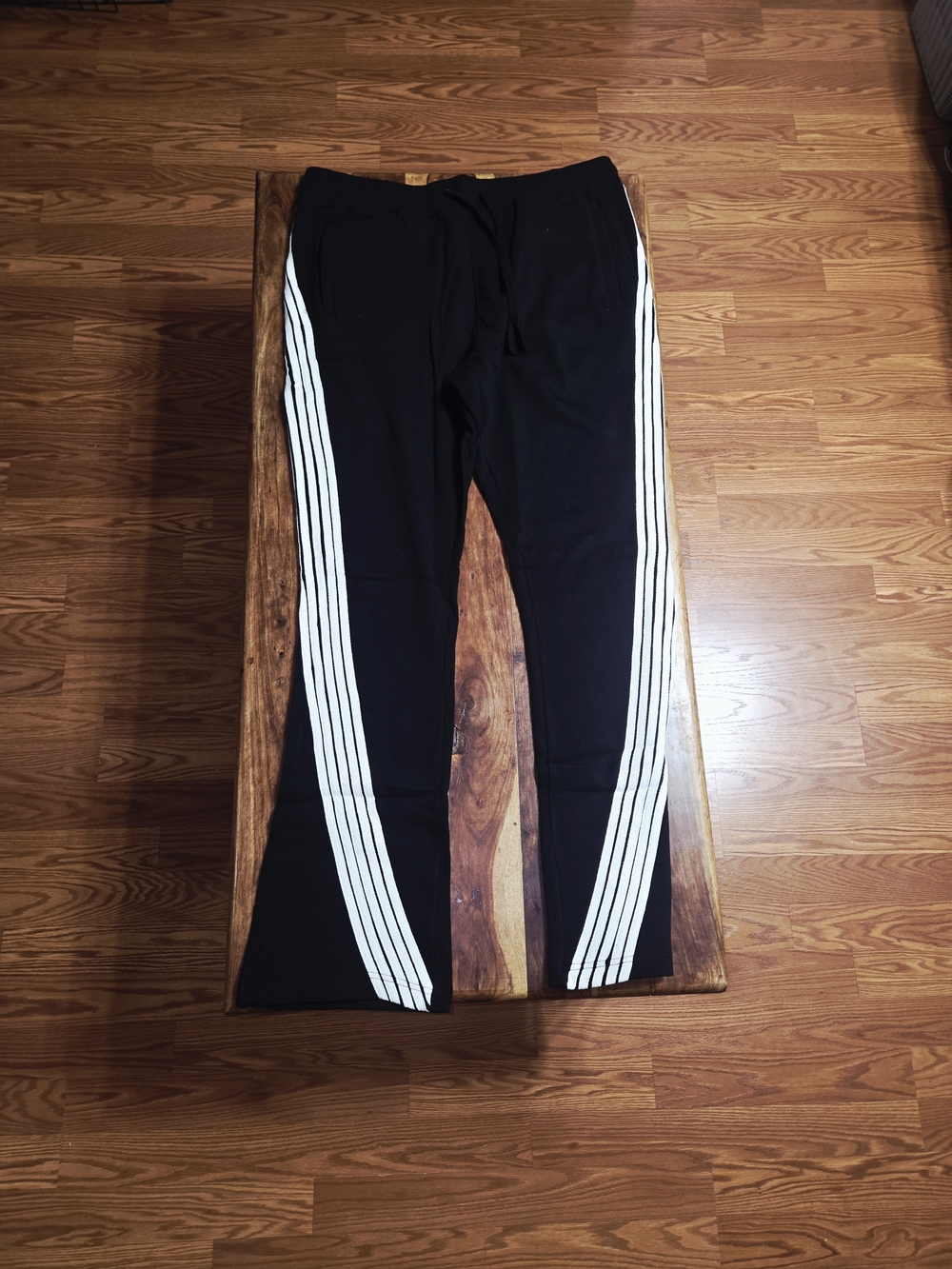 Rebel Minds "Five Stripes" Stacked Flare Track Pants - Black/White - 3XL